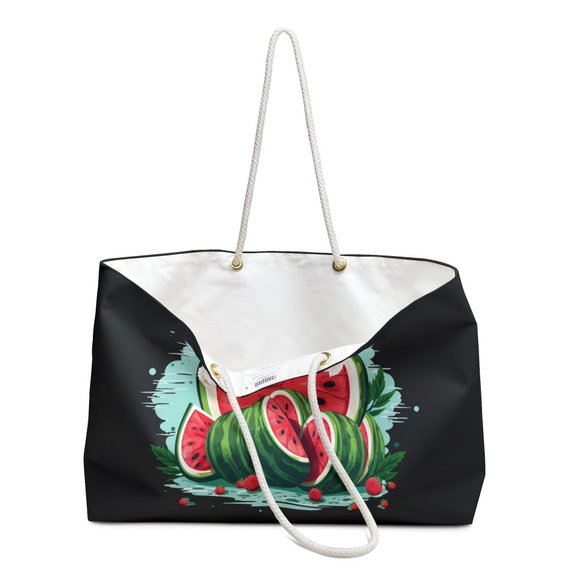 Watermelon Oversized Tote Bag Palestinian Flag Colors Support Black Tote Bag - Picture 5 of 5